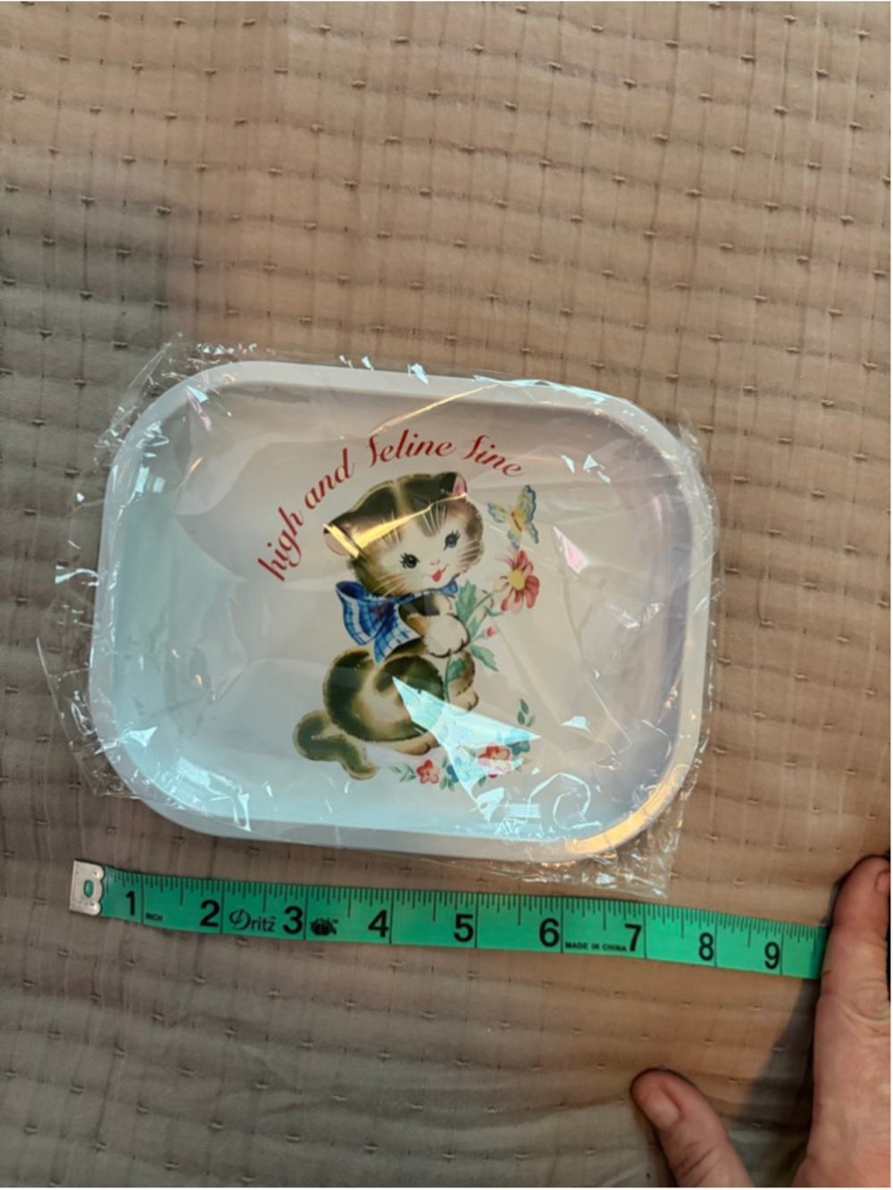 Unisex Unbranded Serveware Rolling Tray One Size White Brown Kitten
